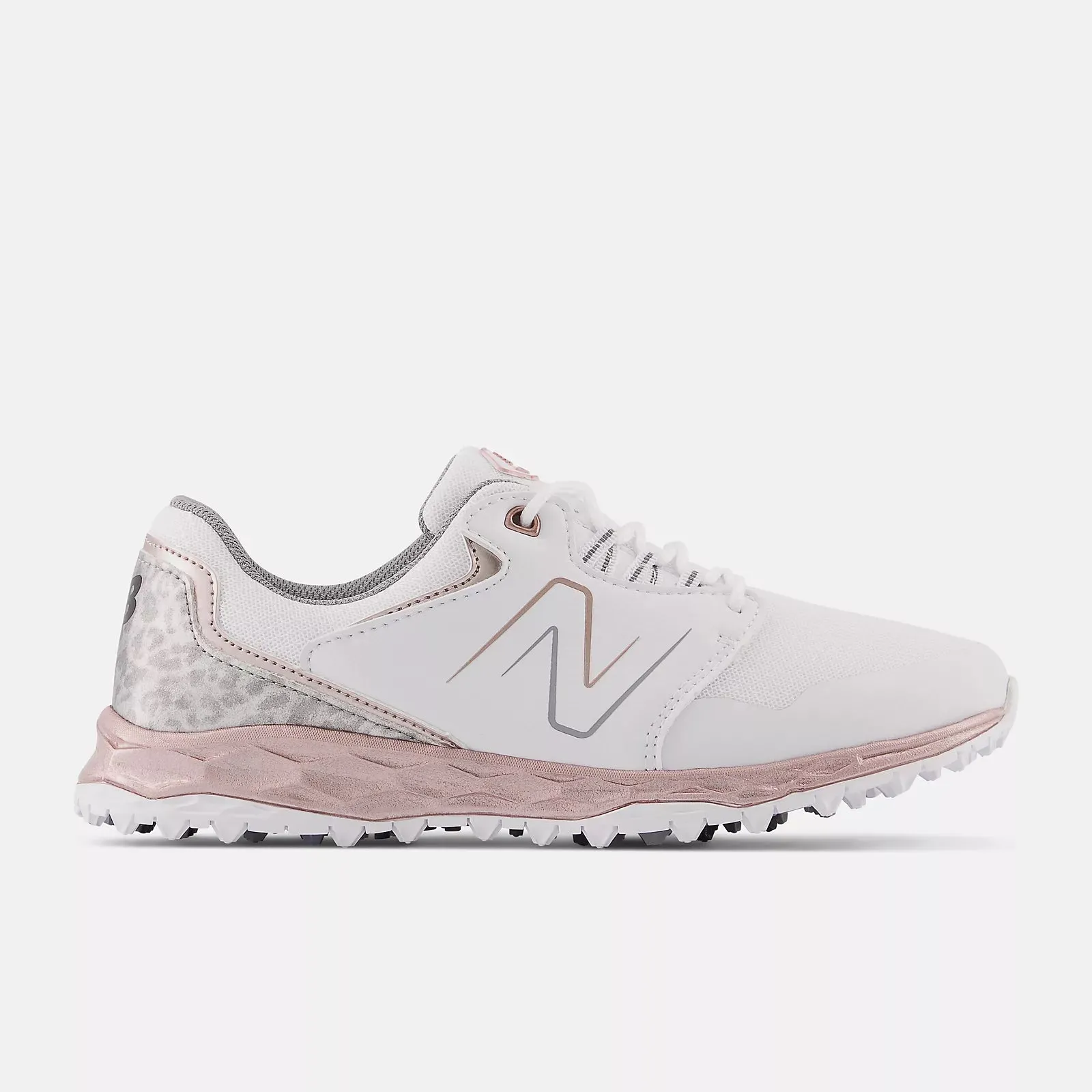 New Balance Womens Fresh Foam Links SL V2 Golf Shoe - WHITE / ROSE GOLD