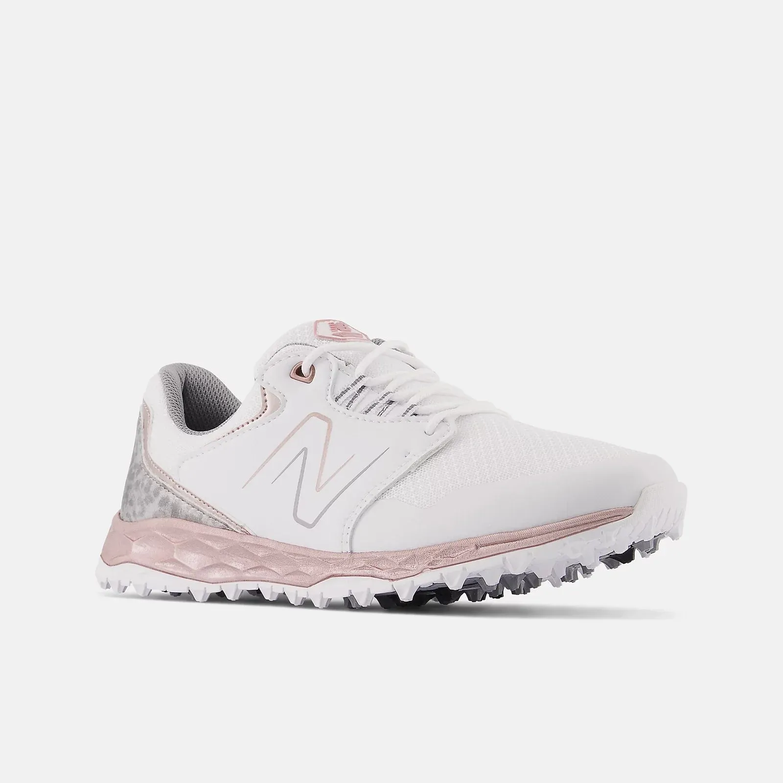 New Balance Womens Fresh Foam Links SL V2 Golf Shoe - WHITE / ROSE GOLD