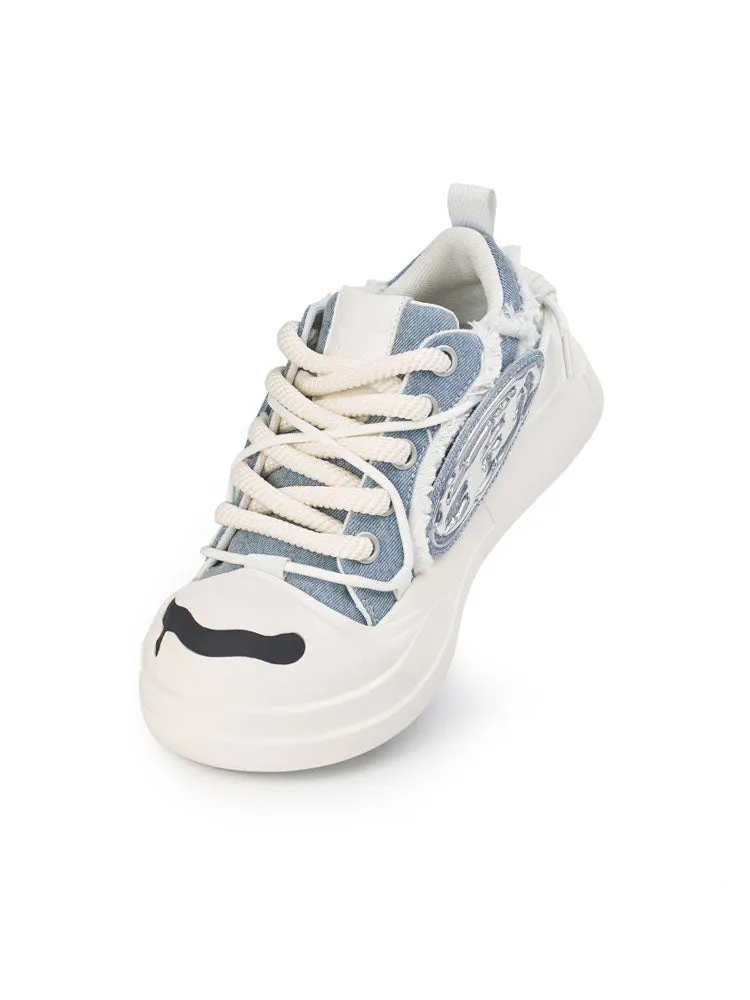 Open Smile Canvas Shoes-Blue