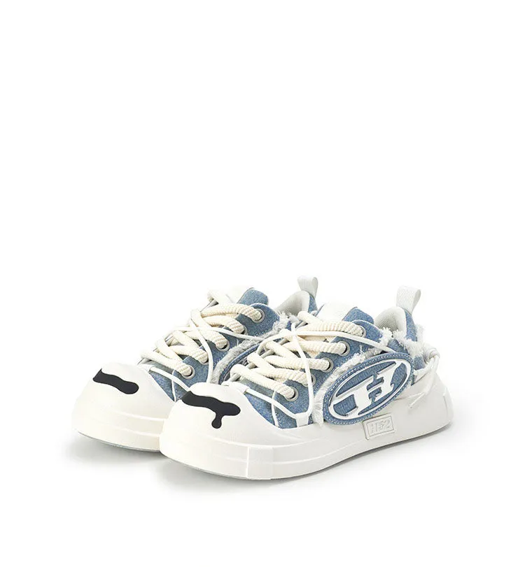 Open Smile Canvas Shoes-Blue