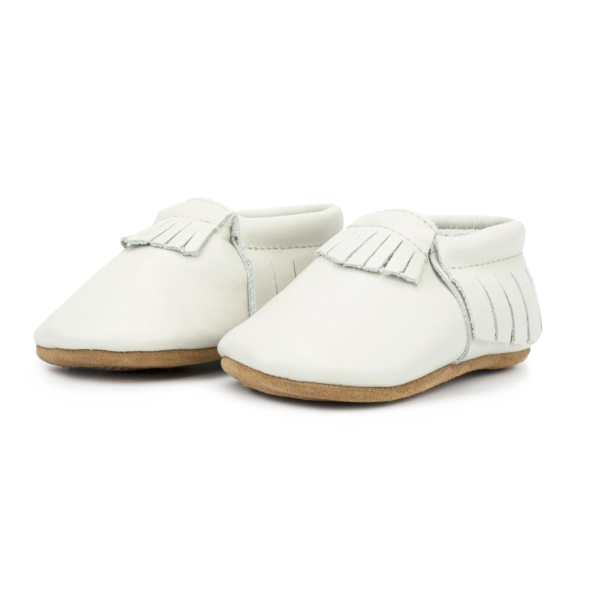 Pearl Leather Fringe Moccasins