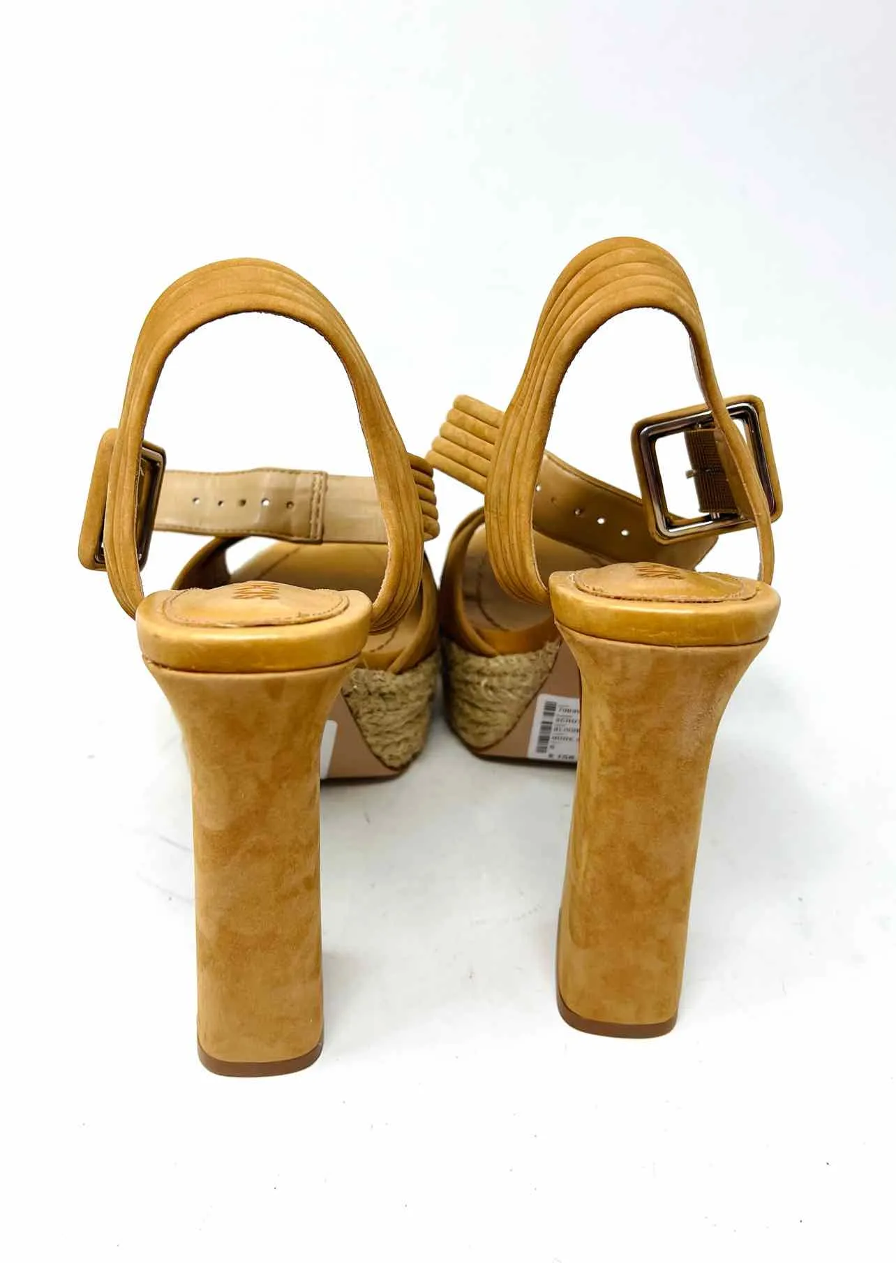 Size 6 Tan Crisscross Platform Designer Heels