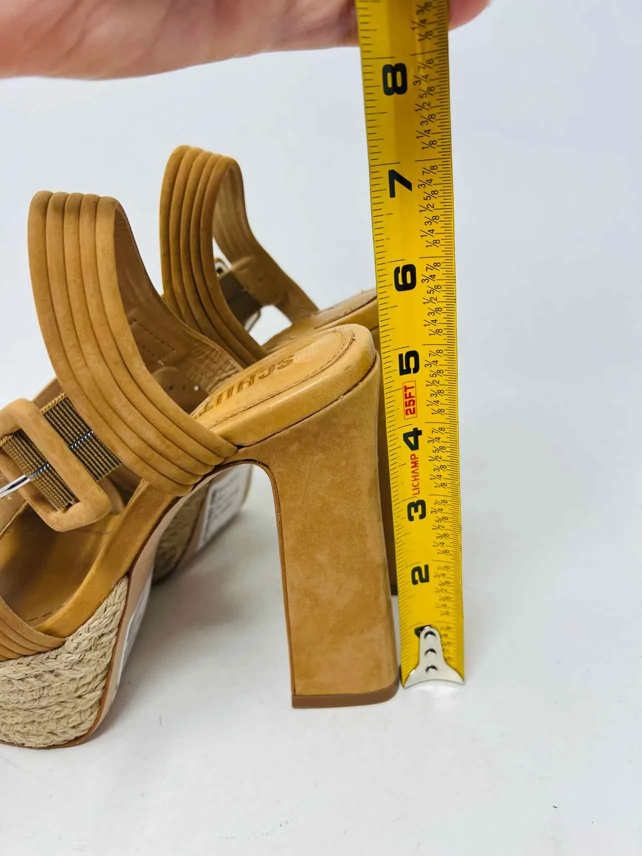 Size 6 Tan Crisscross Platform Designer Heels