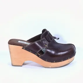 SOLD 90s Steve Madden Brown Leather Clogs SZ 9