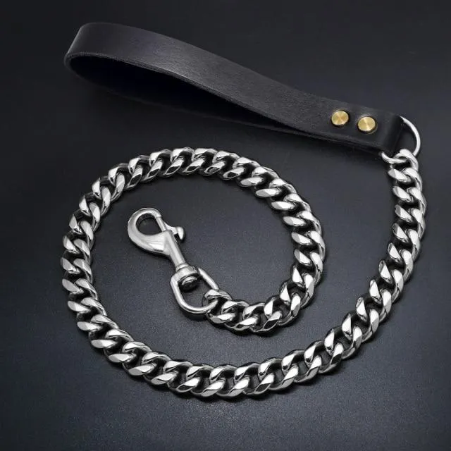 Stainless Steel Dog Chain Collar And Leash Super Strong Dog Metal Collar Choke Silver Gold