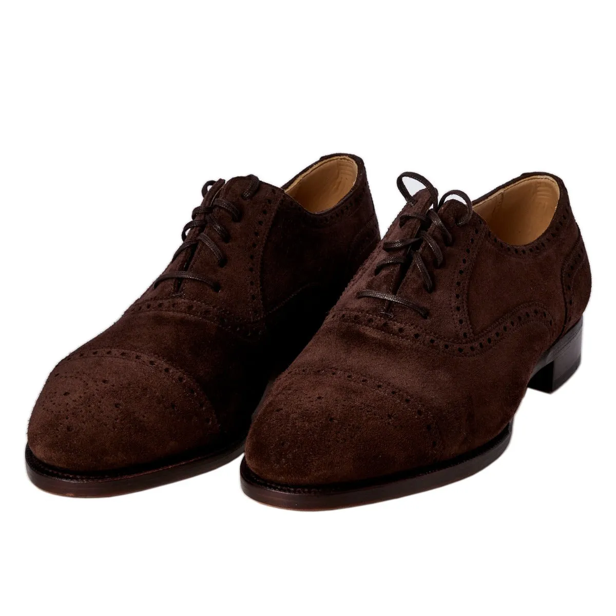 TLB Dark Brown Suede Semi-Brogue 7.5UK