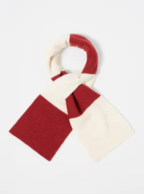 Universal Works Deluxe Football Scarf in Ecru/Red Soft Wool