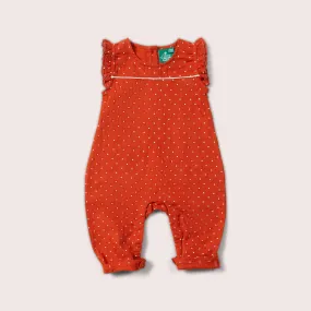 Walnut Polkadot Frill Summer Romper