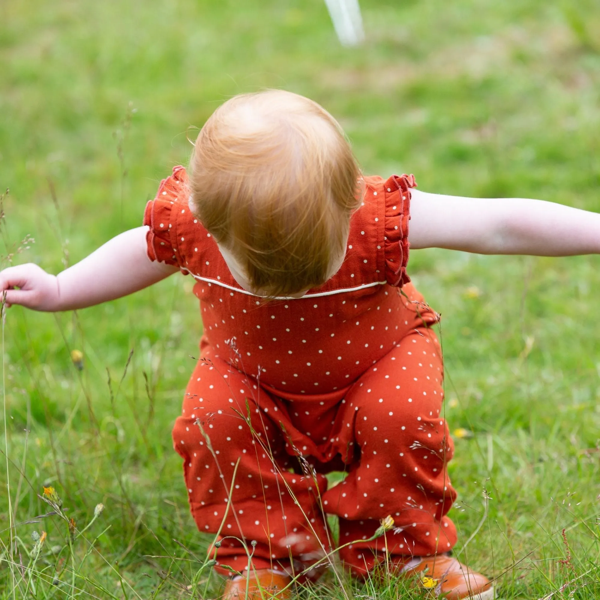 Walnut Polkadot Frill Summer Romper