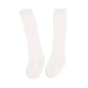 White Ruffle Trim Knee Highs